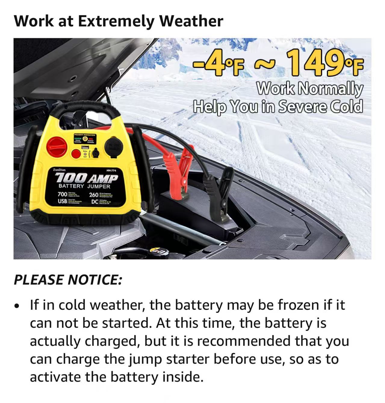 Zun Dian 4 in 1 Car Battery Jump Starter Zundian 4-IN-1 JUMP STARTER1000OMAH BATTERY CAPACITY70OA PEAK CURRENT3.OL GAS DISEL CARS