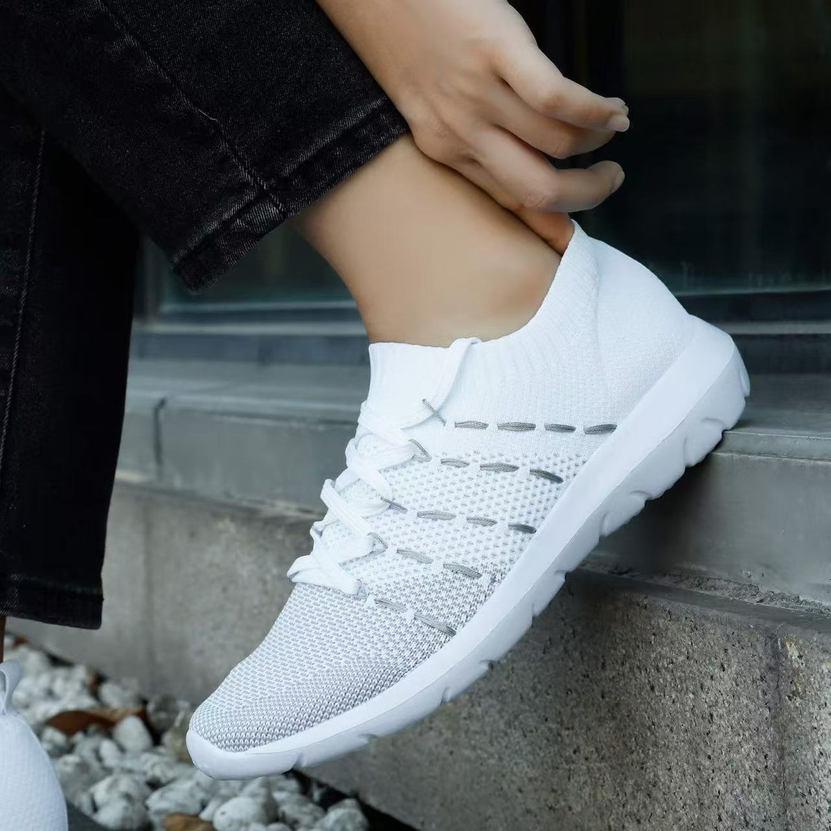 Walking Shoes Slip On Athletic Running Sneakers Knit Mesh Comfortable Work Shoe