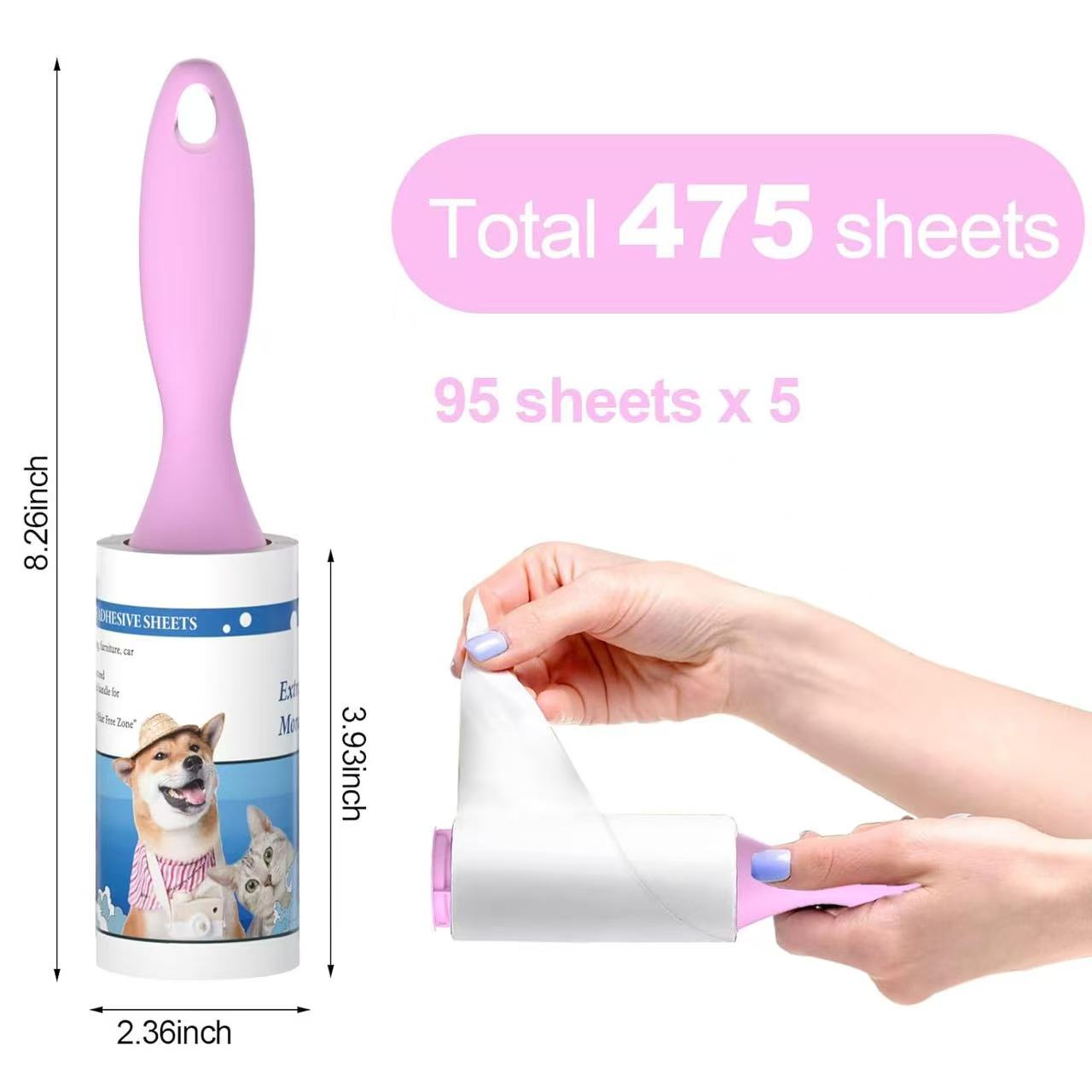 Lint Rollers for Pet Hair, Extra Sticky, 475 Sheets/3 Refills, 95 Sheets*5