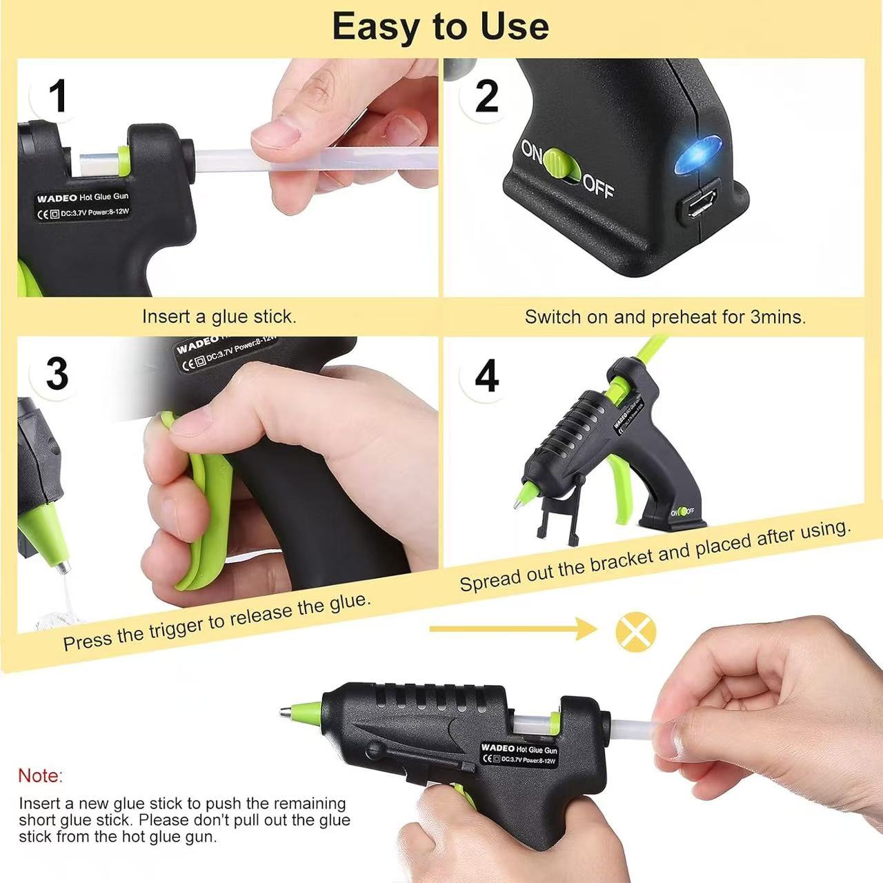 USB Rechargeable Mini Cordless Glue Gun Set (Includes 30 Glue Sticks)
