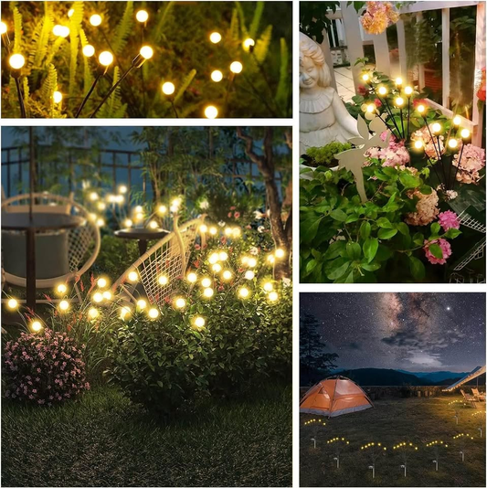 户外防水太阳能灯，4 件装萤火虫灯，风舞太阳能灯，花园萤火虫灯，适用于庭院草坪小径花园露台装饰（暖白光）