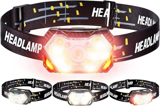 GOANDO Headlamp Rechargeable 2500 Lumen LED Head Lights for Forehead 4 Pack Bright Head Lamp with Red Light Sensor Mode Waterproof Flashlights Running Lights for Running Cycling Working Camping