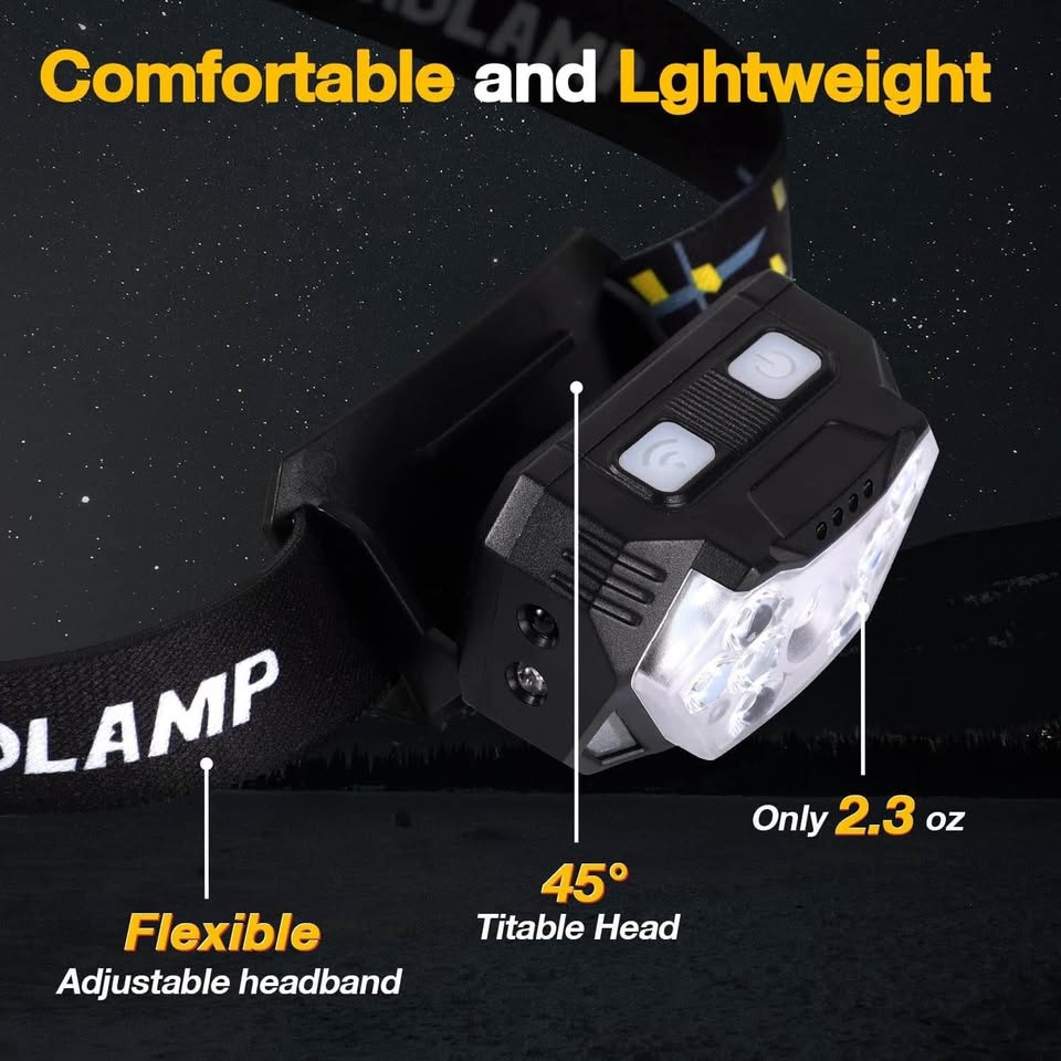 GOANDO Headlamp Rechargeable 2500 Lumen LED Head Lights for Forehead 4 Pack Bright Head Lamp with Red Light Sensor Mode Waterproof Flashlights Running Lights for Running Cycling Working Camping