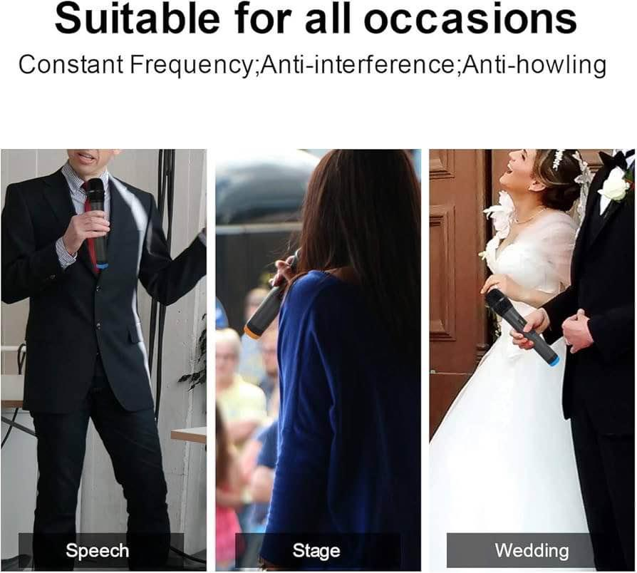 卡拉OK无线麦克风系统，UHF专业手持式动圈无线麦克风系统，适用于专业演出主持人、户外婚礼、会议、卡拉OK、教堂、演讲、晚宴等场合。