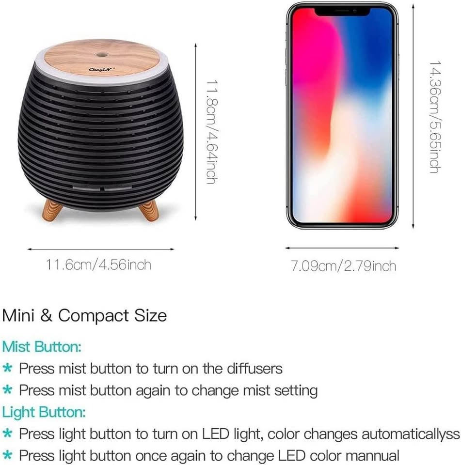 迷你香薰机，小巧便携，香薰加湿器，两种喷雾模式，缺水自动断电，七彩变色LED夜灯，家居办公礼品之选