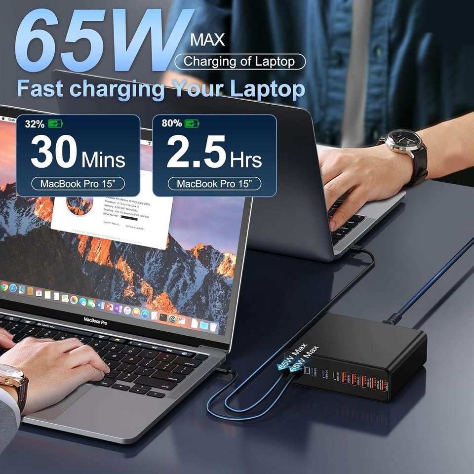 420W USB C Charger,10-Port USB C Charging Station GaN III Fast Charging Station Hub Laptop Adapter for MacBook Pro/Air,iPad,iPhone,Dell XPS,Samsung Galaxy