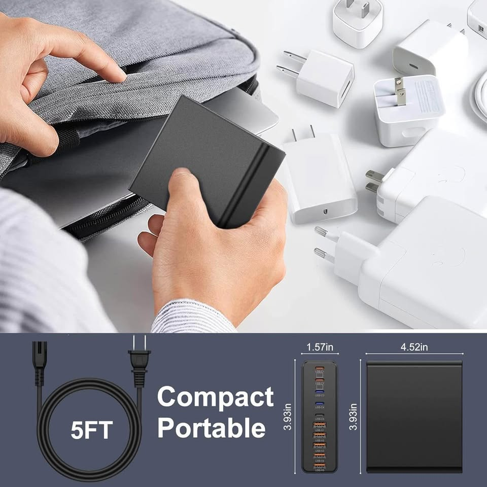 420W USB C Charger,10-Port USB C Charging Station GaN III Fast Charging Station Hub Laptop Adapter for MacBook Pro/Air,iPad,iPhone,Dell XPS,Samsung Galaxy