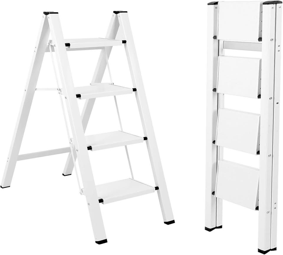 4 steps portable light weight non slip steel ladder