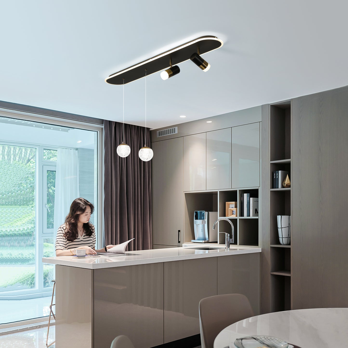 现代LED厨房岛台吊灯