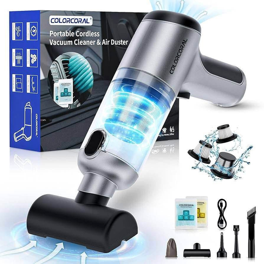 Cordless Handheld Vacuum Cleaner with 2Pack Cleaning Gel, Air Duster Computer Vacuum Cordless Rechargeable for Car Interior, Keyboard Cleaner, Home Cleaning