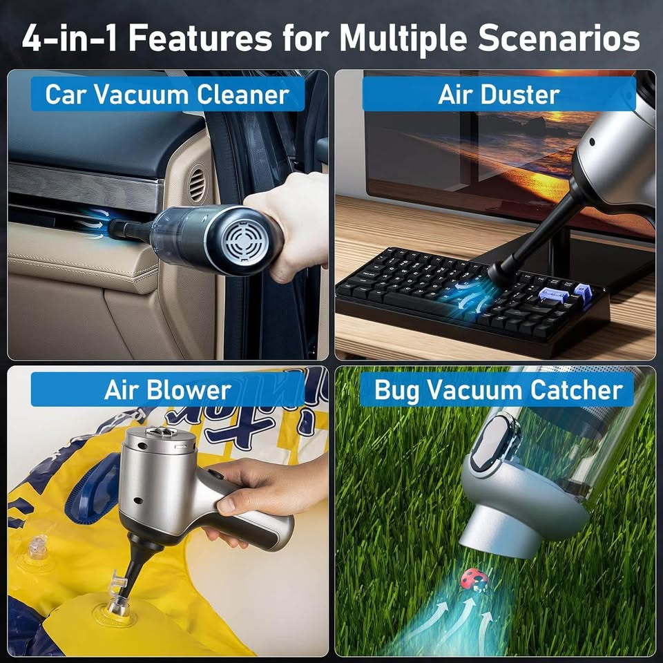 无绳手持吸尘器，附赠2支清洁凝胶，空气除尘器，电脑吸尘器，无线可充电，适用于汽车内饰、键盘清洁、家居清洁