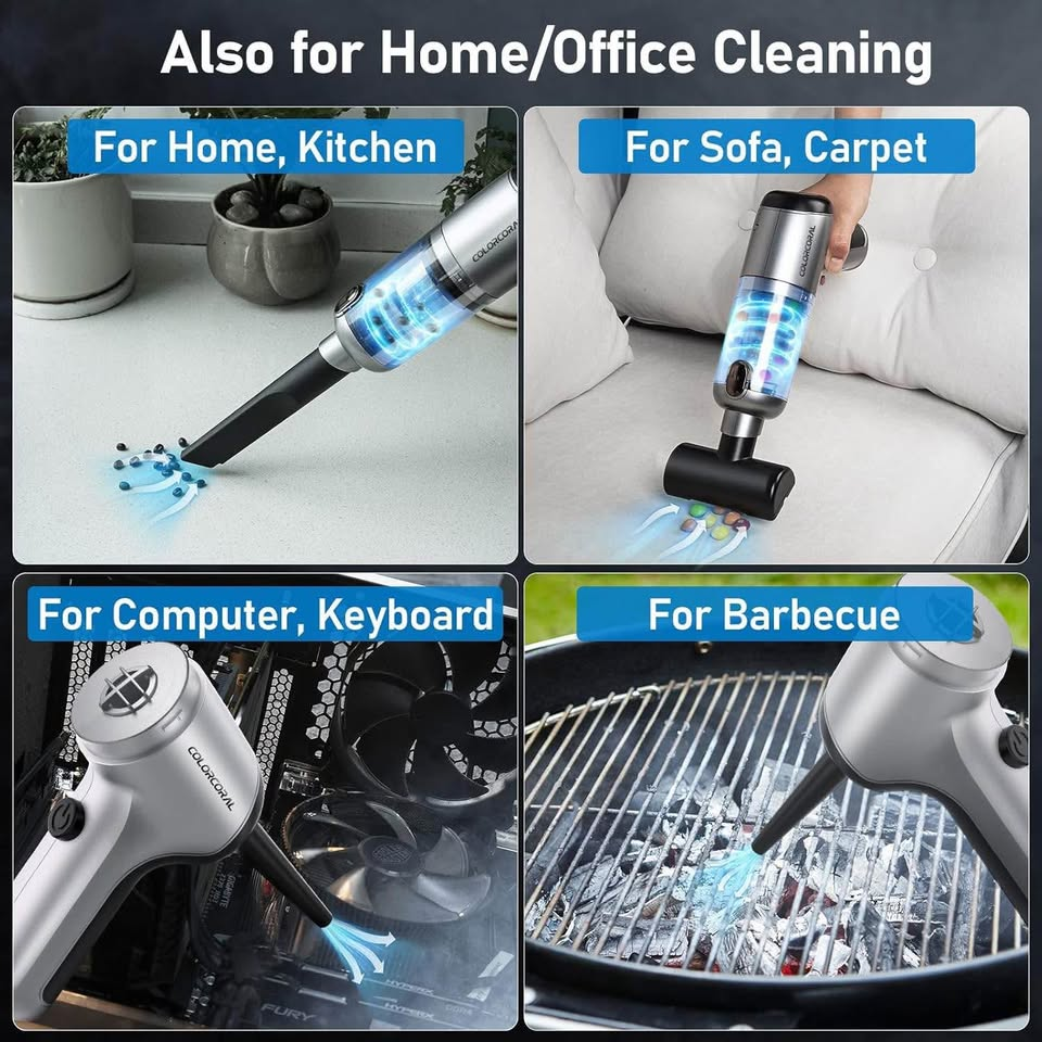 无绳手持吸尘器，附赠2支清洁凝胶，空气除尘器，电脑吸尘器，无线可充电，适用于汽车内饰、键盘清洁、家居清洁