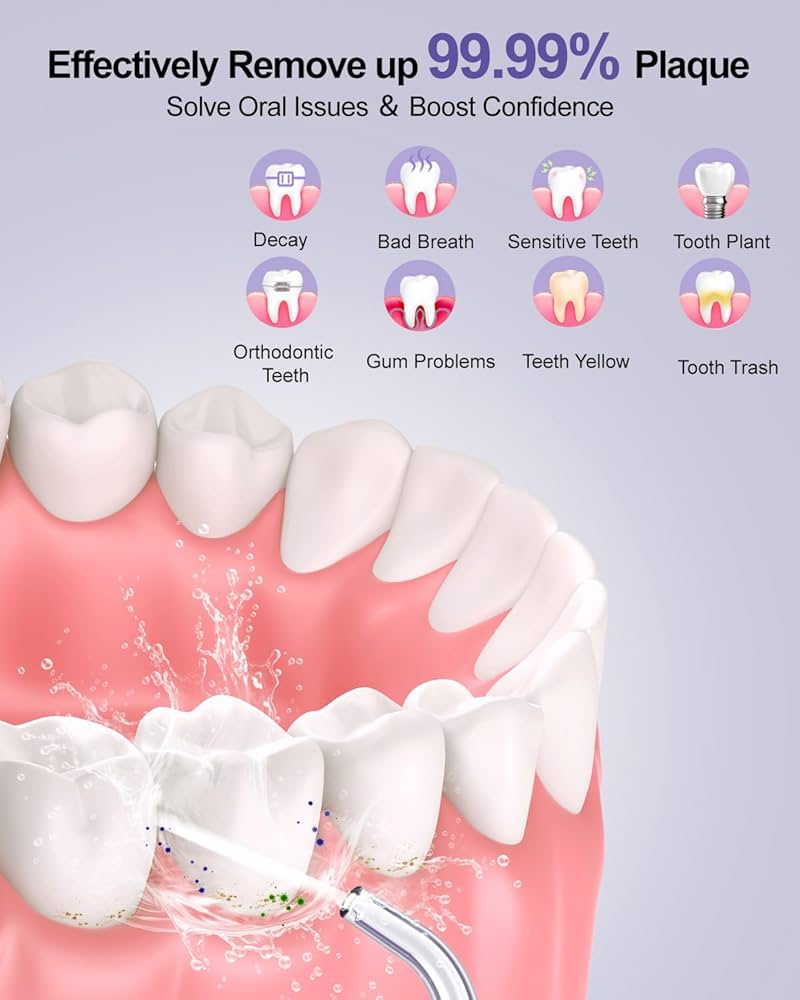 Sejoy 电动牙线棒，280毫升便携式冲牙器，可充电旅行冲牙清洁器，专业电动牙线清洁棒，IPX7级防水