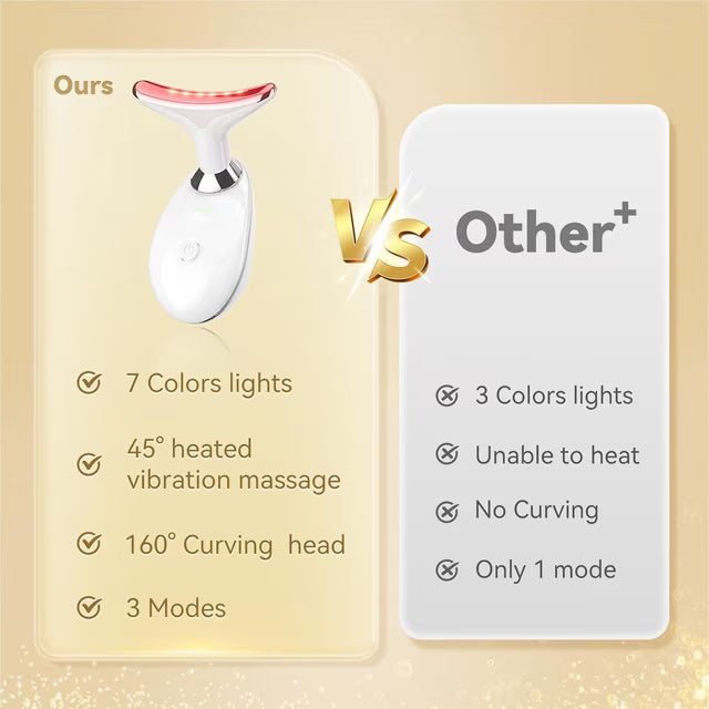Red Light Therapy Device, 7 Color Skin Care Neck and Face Massager, Portable Facial Massager for Skin Lifting & Tightening