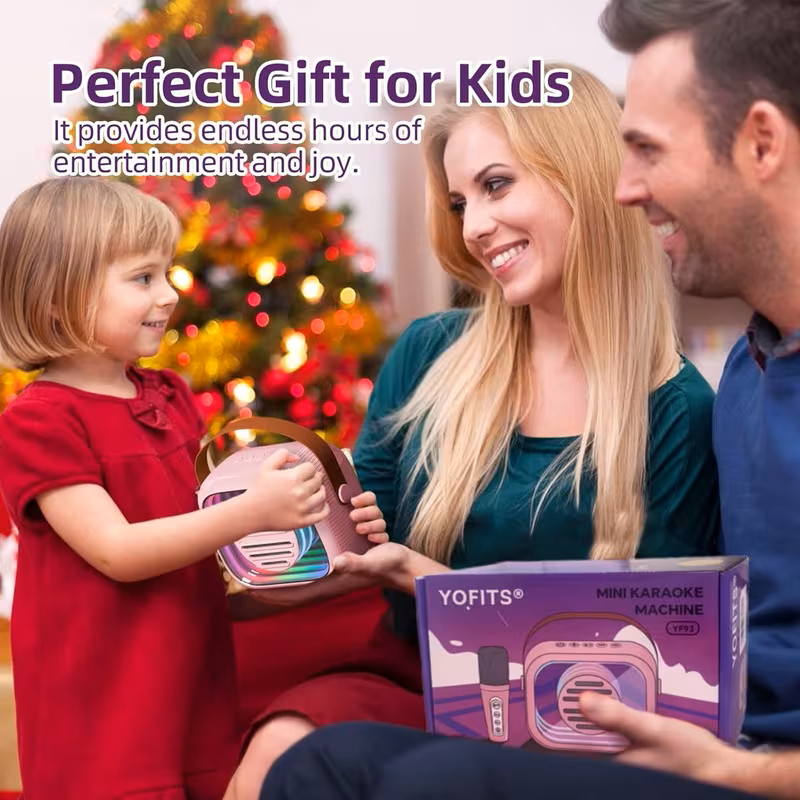Mini Karaoke Machine - Portable Speaker with 2 Microphone, 5 Voice Changing Effects, Colorful Lights, Rechargeable Battery, USB Charging, Indoor And Outdoor Loud Speaker