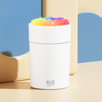 White Crystal-Top Mini Desktop Humidifier with Colorful Night Light – 220 mL