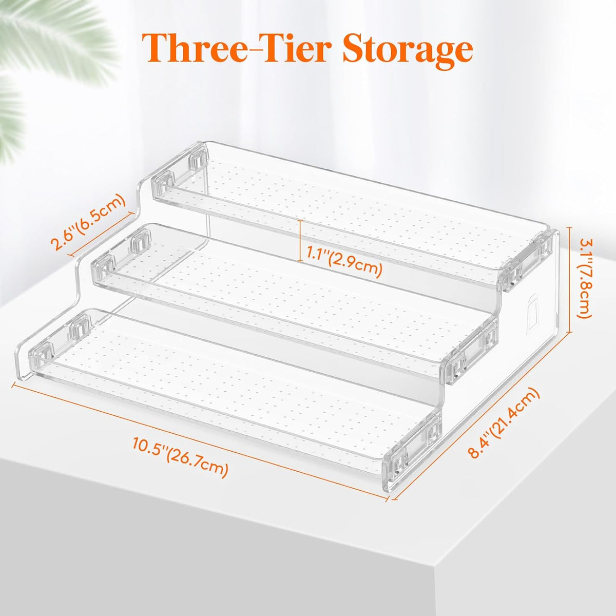 Plastic 3-Tier Spice Rack, Clear Spice Organization for Cabinet, Counter, Organizer Shelf for Condiment, Seasoning, Syrup,Liquor, Medicine and Perfume Kitchen, Pantry,Bathroom,bar, 1 Pack