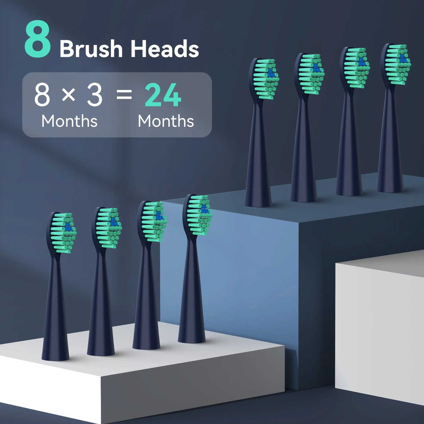 Sejoy Sonic Electric Toothbrush with 8 Brush Heads, Rechargeable Electric Tooth Brush for Adults and Kids,High Power, 5 Modes,Smart Timer for Home Travel, Gift,Navy
