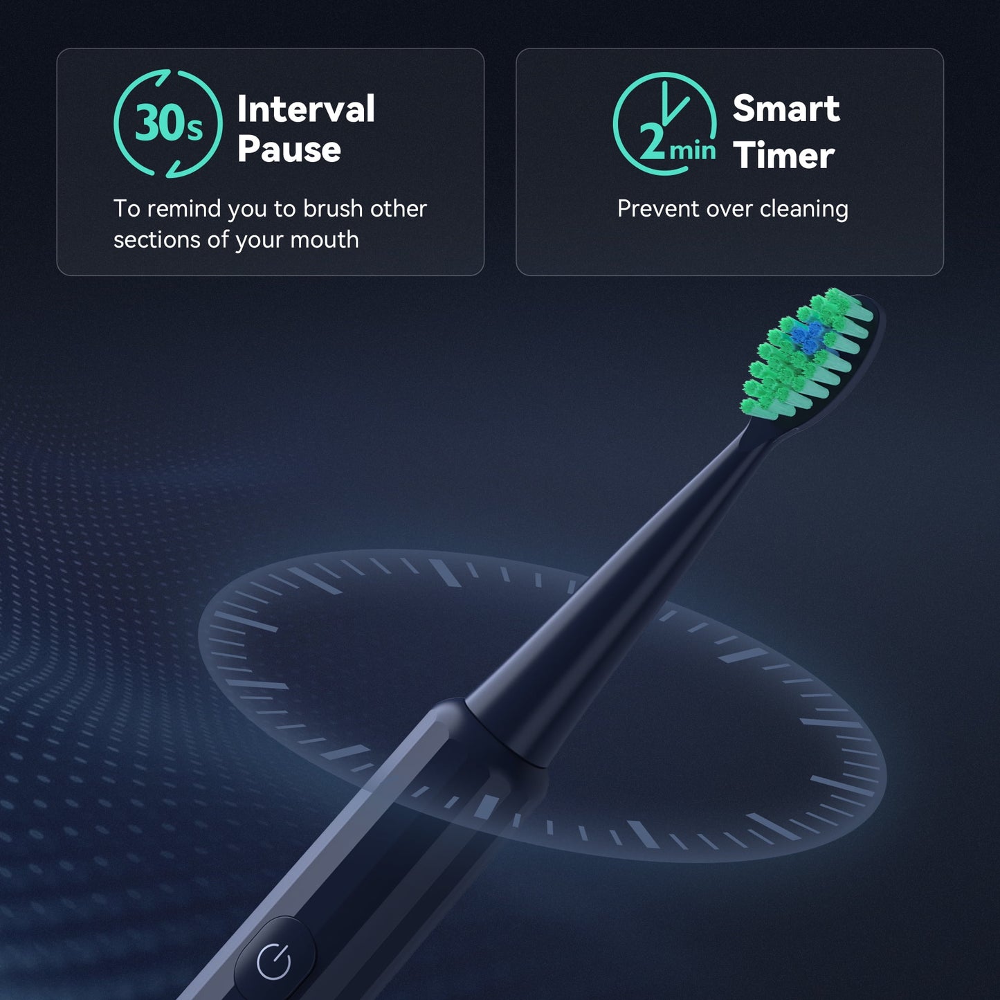 Sejoy Sonic Electric Toothbrush with 8 Brush Heads, Rechargeable Electric Tooth Brush for Adults and Kids,High Power, 5 Modes,Smart Timer for Home Travel, Gift,Navy