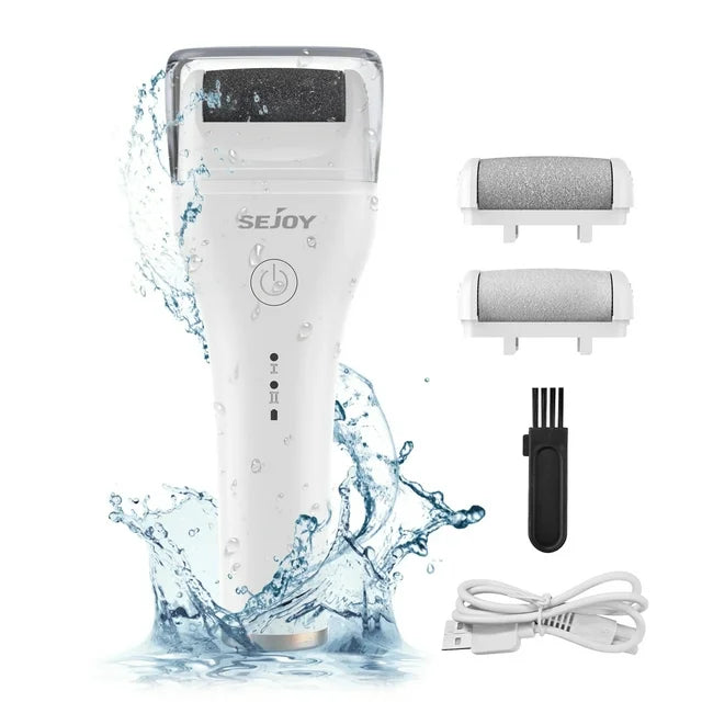 Sejoy电动足部去茧器，可充电，3个磨头，便携式防水电子足锉修脚工具