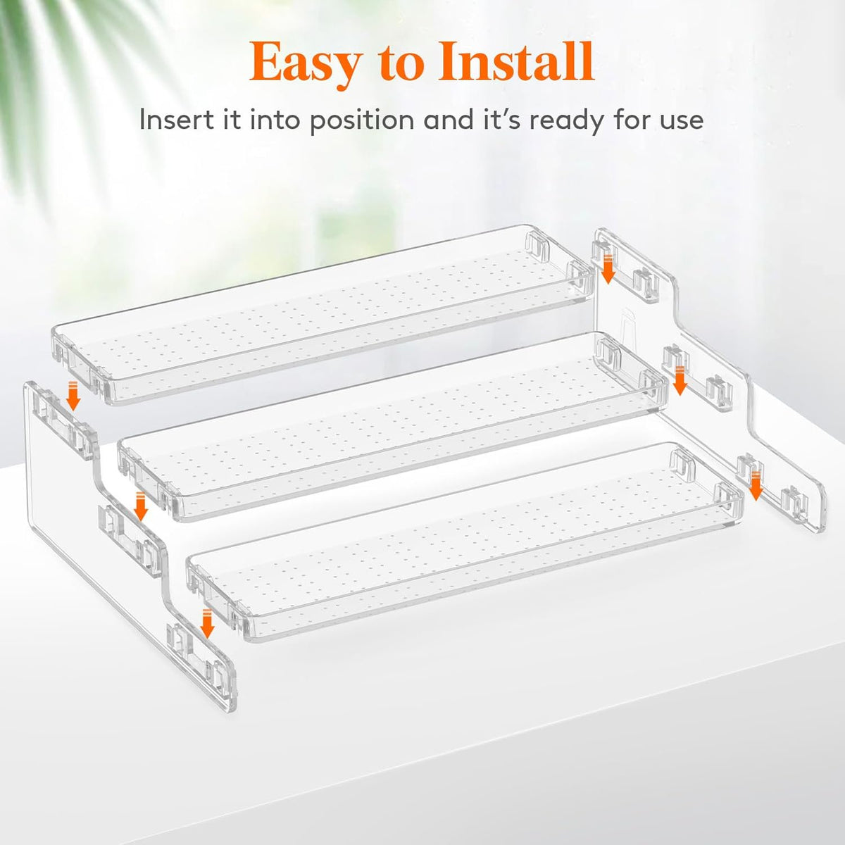 Plastic 3-Tier Spice Rack, Clear Spice Organization for Cabinet, Counter, Organizer Shelf for Condiment, Seasoning, Syrup,Liquor, Medicine and Perfume Kitchen, Pantry,Bathroom,bar, 1 Pack