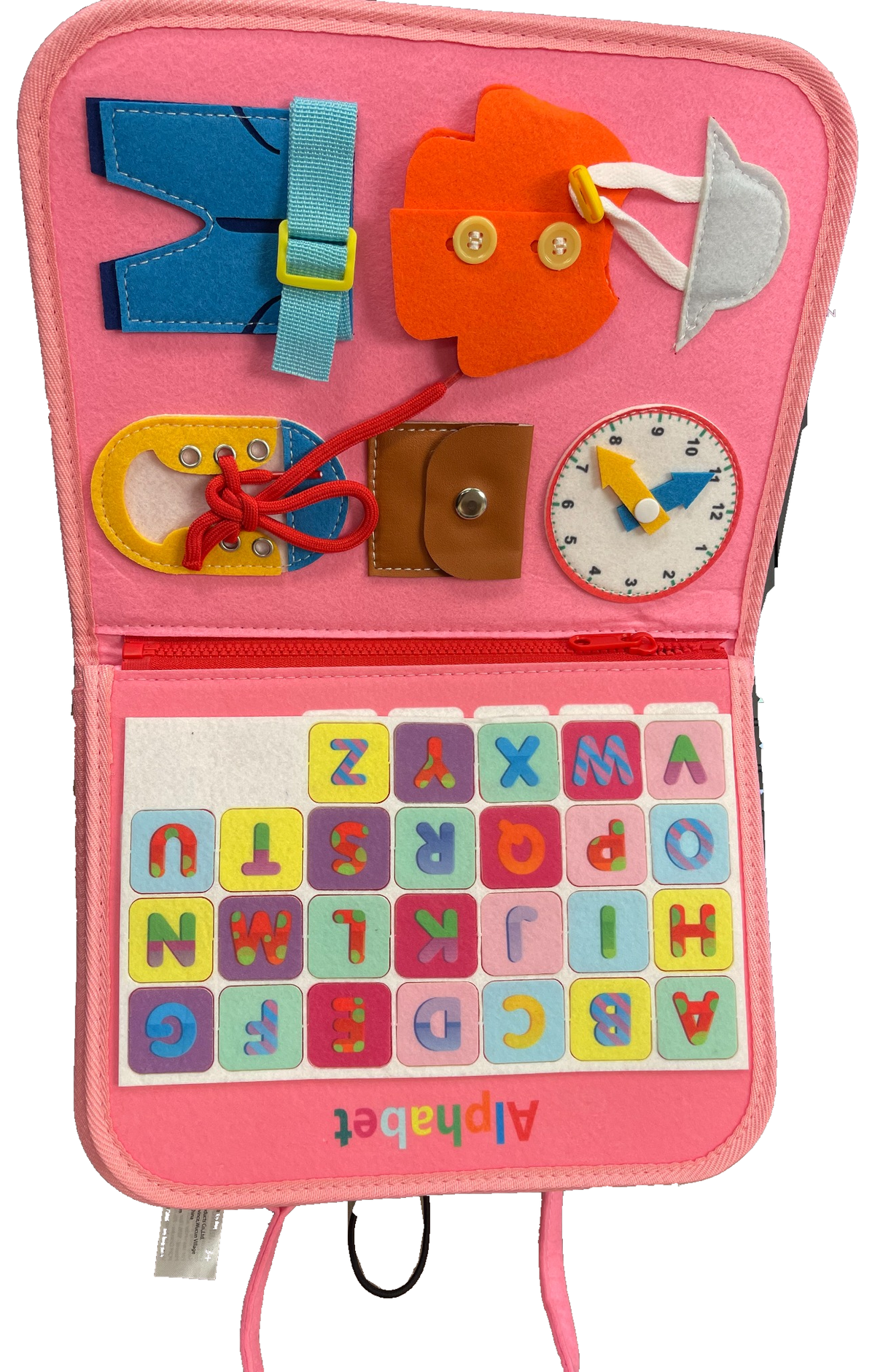 Pink Dinosaur Busy Board Montessori Sensory Activity Book Travel Learning Toy